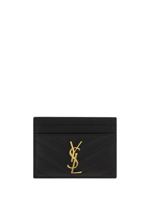 Saint Laurent 100% calf leather card case in black