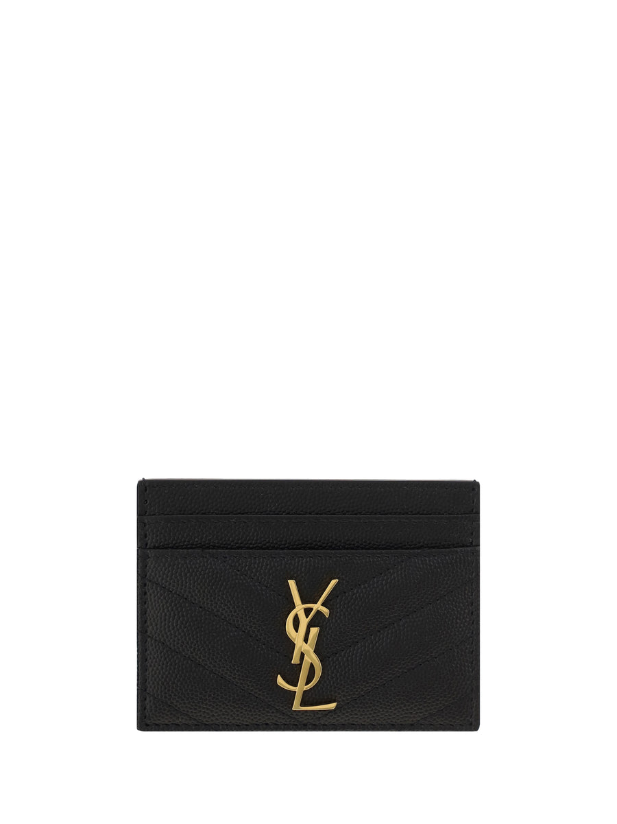 Saint Laurent 100% calf leather card case in black
