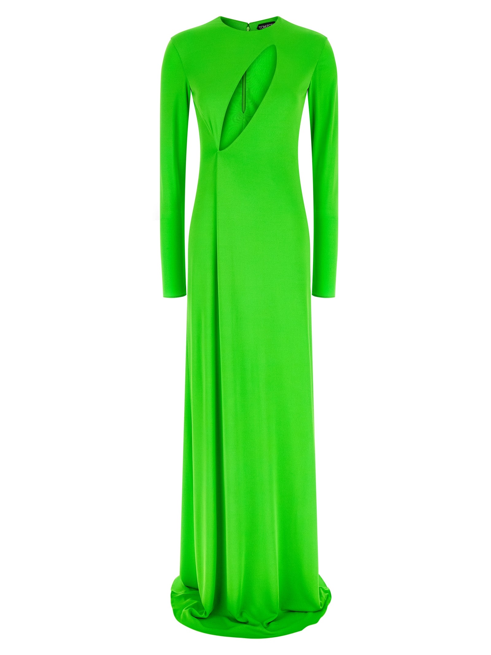 Long Sleeve Slash Front Evening dress Green Viscose