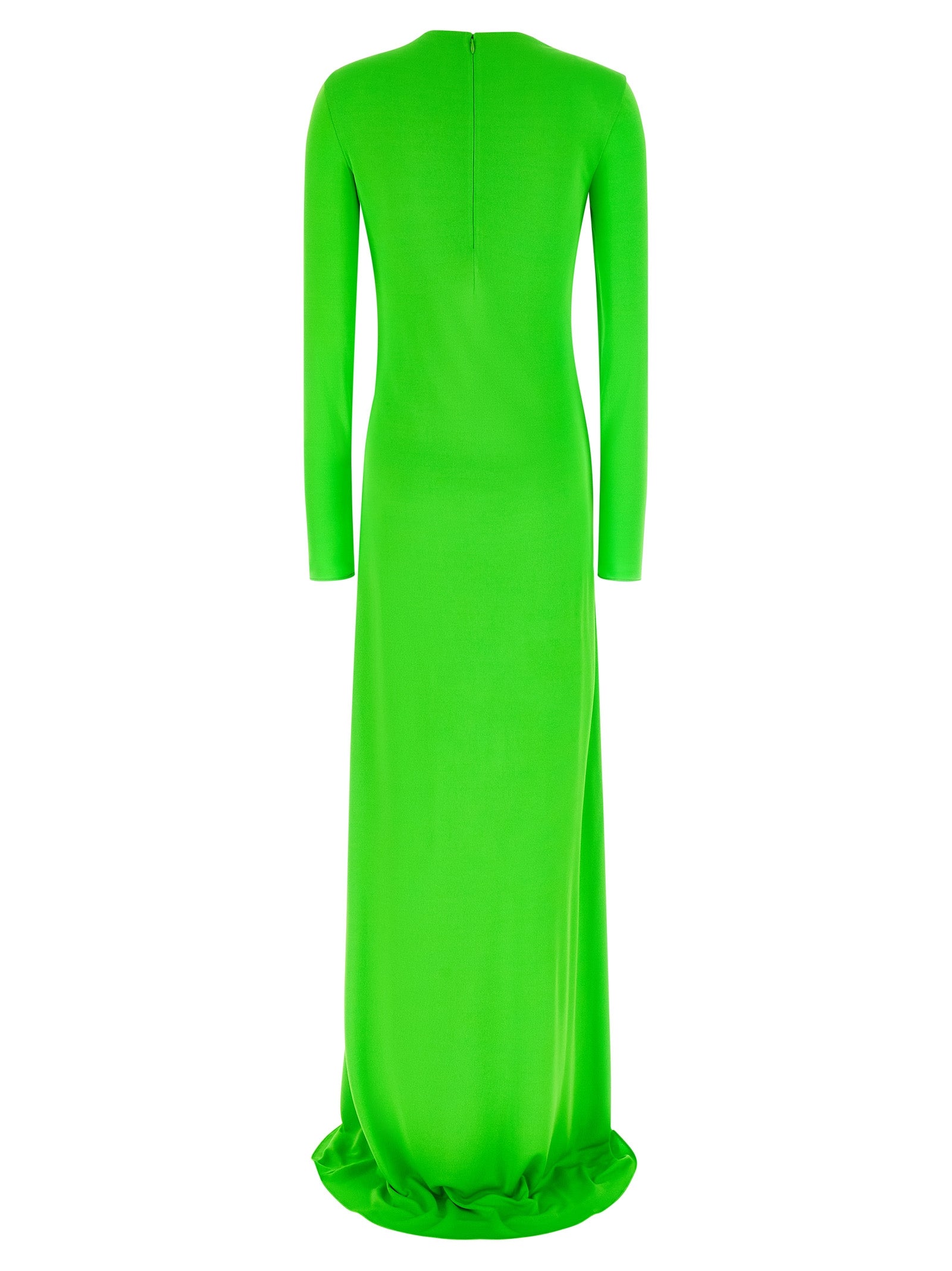 Long Sleeve Slash Front Evening dress Green Viscose