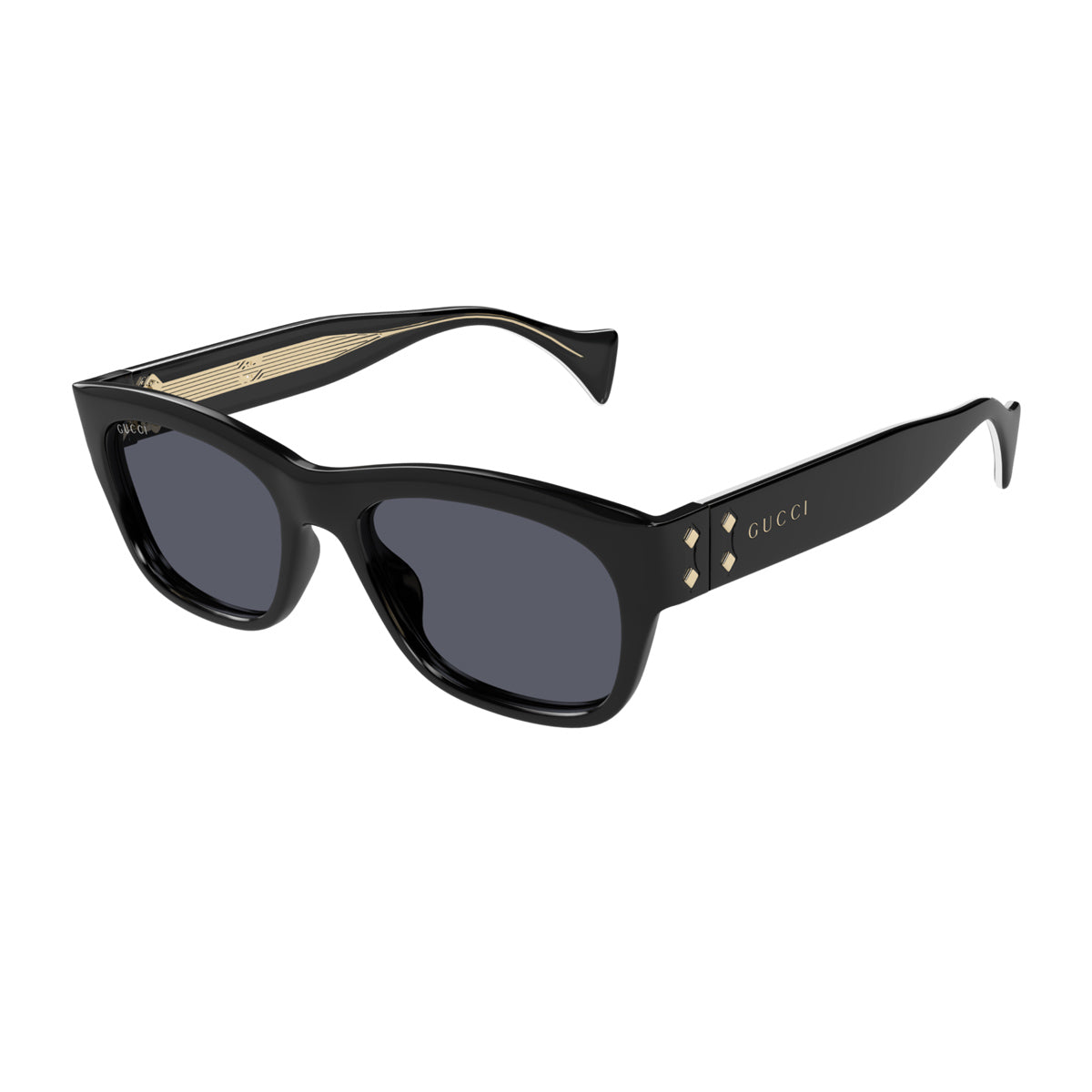 Gucci GG1706S Linea Rivets 001 Black Grey Nero Acetate Occhiali Da Sole