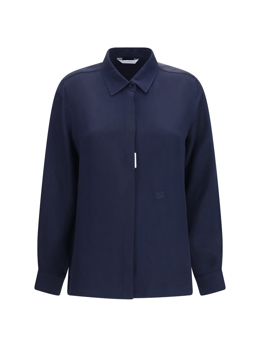Max Mara 100% silk shirt in navy