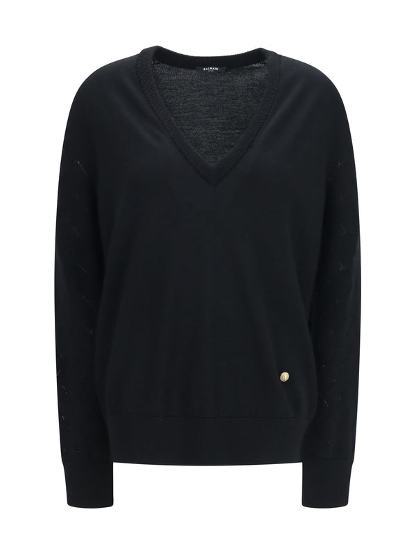 Balmain 100% Merino Wool Ovis Aries sweater in black