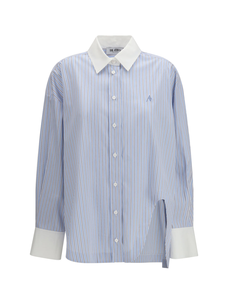 Striped Shirt Light Blue/white Cotton