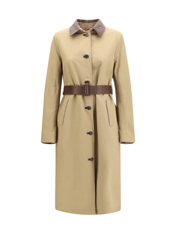 Reversible Cotton Gabardine And Cashmere Pied-De-Poule Trench Coat D90