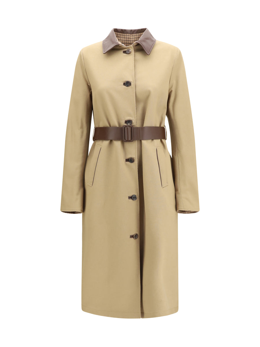 Reversible Cotton Gabardine And Cashmere Pied-De-Poule Trench Coat D90