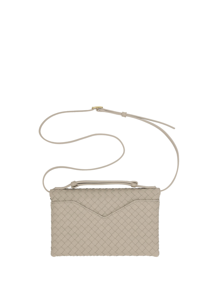Shoulder Bag Knot Lock Ecru-Muse Brass Lambskin Leather