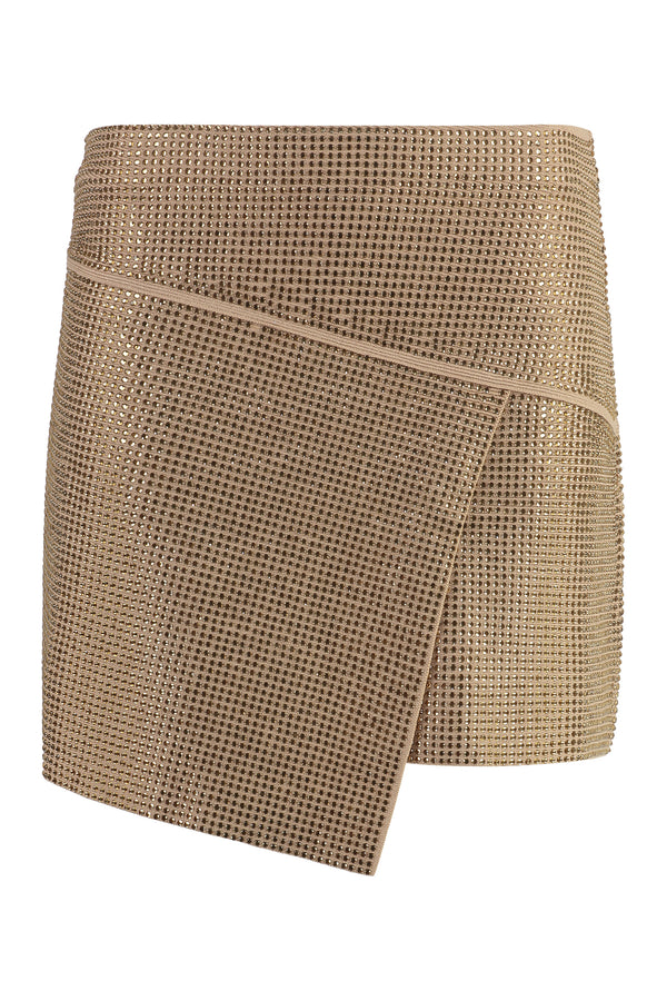 Asymmetric Gold Miniskirt Polyester Skirt