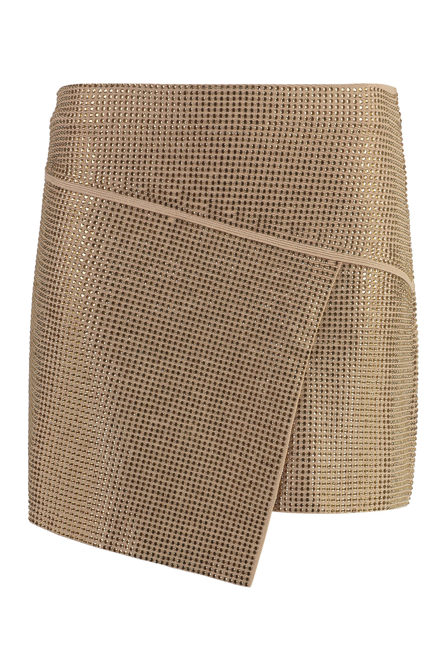 Asymmetric Gold Miniskirt Polyester Skirt
