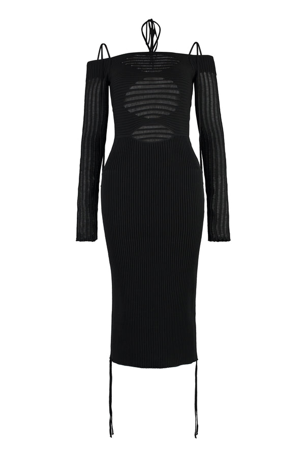 Ribbed Knit Dress Black Viscose