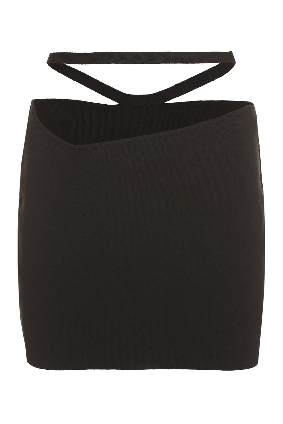Knitted Mini Skirt With Cut-Out Details Black Viscose