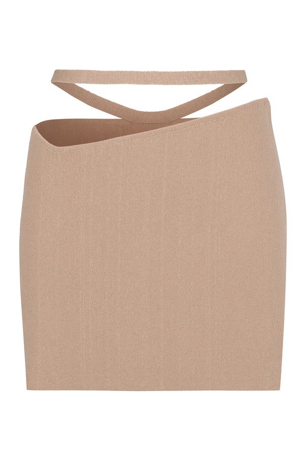 Knitted Cut-Out Mini Skirt Skin Viscose