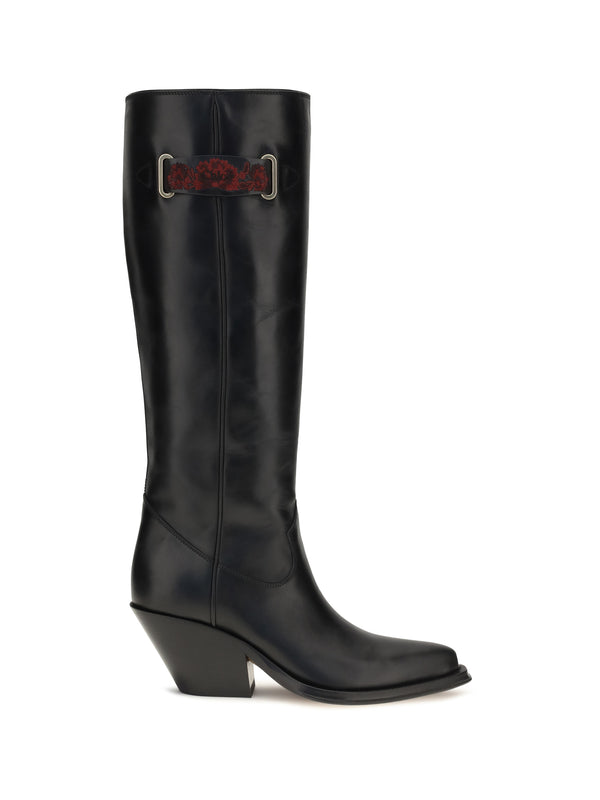 Azelan Over-The-Knee Leather Boots Black