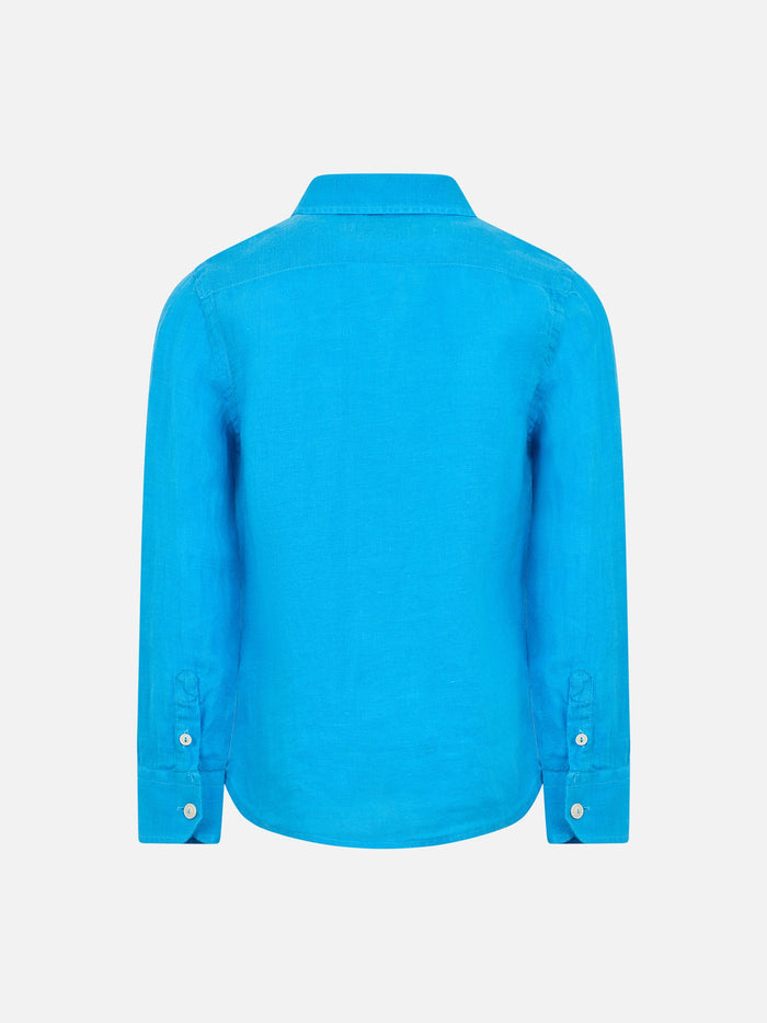 Kid Turquoise Linen Shirt Agnes Sky