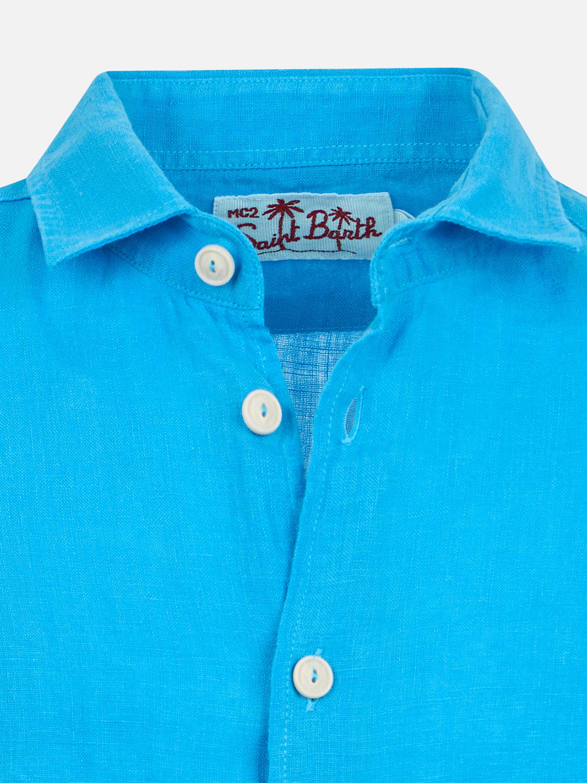 Kid Turquoise Linen Shirt Agnes Sky