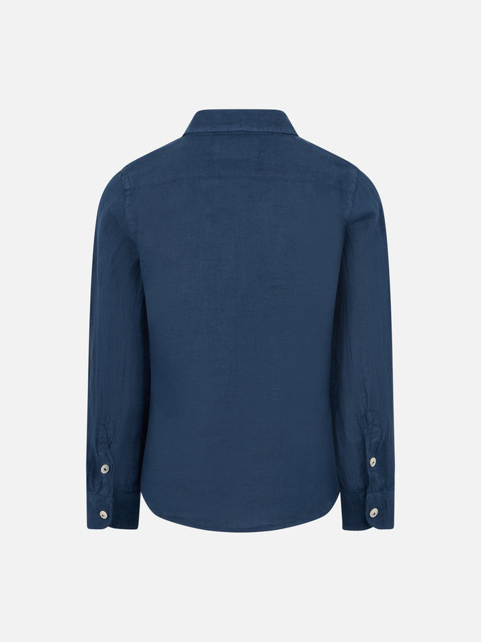 Kid Navy Blue Linen Shirt Agnes