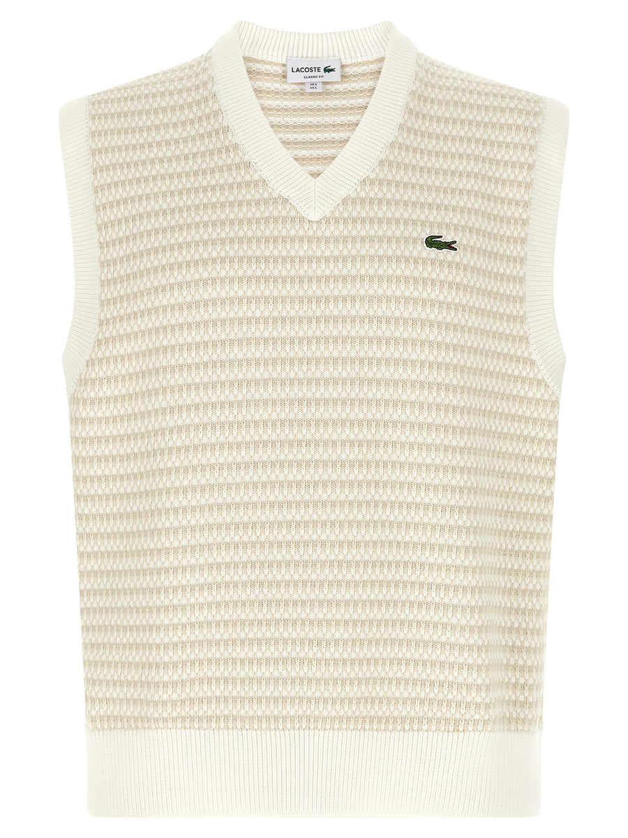 Lacoste Honeycomb Jacquard Cotton-Blend Vest — cream