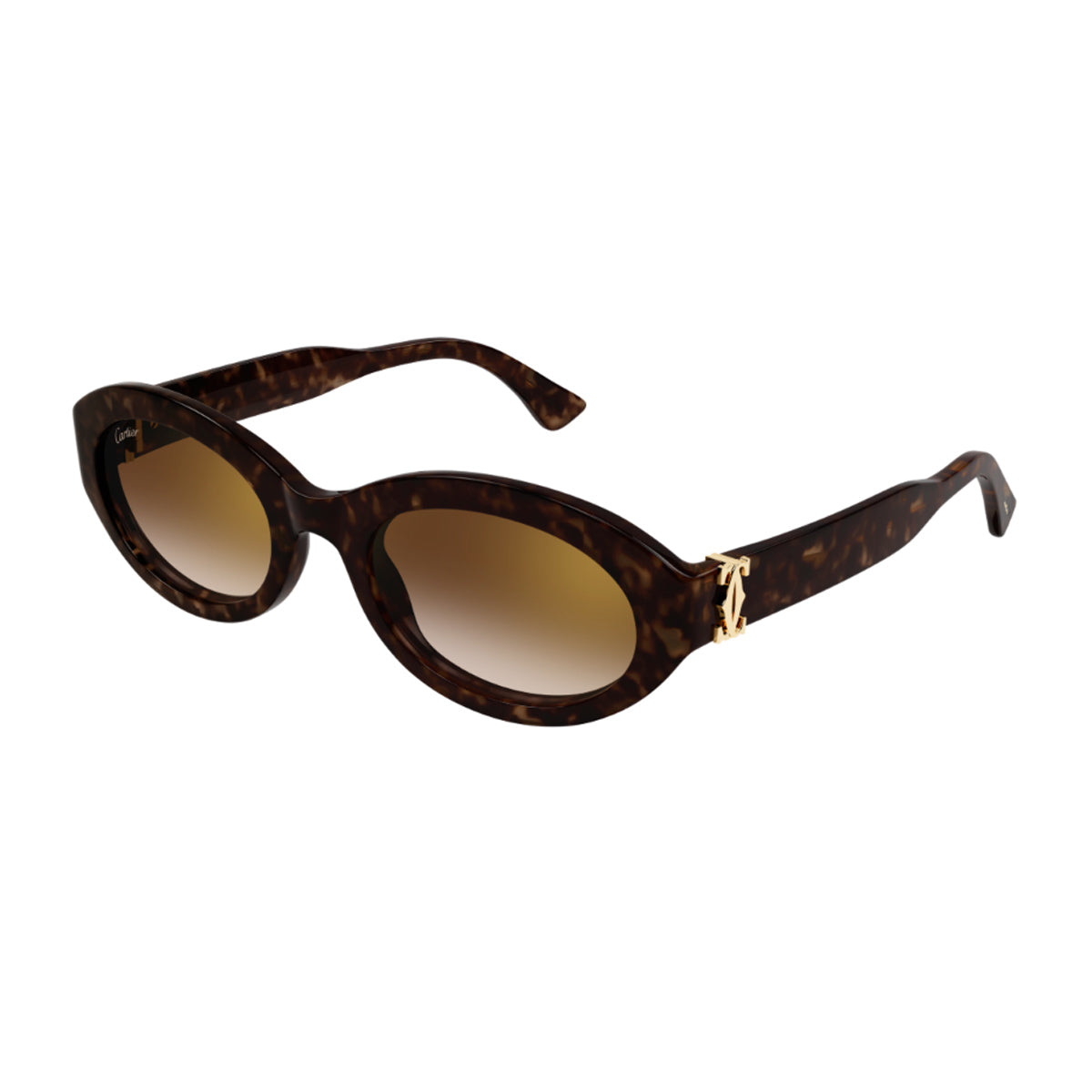Cartier CT0588S Double C de 002 Havana Brown Recycled Acetate Occhiali Da Sole