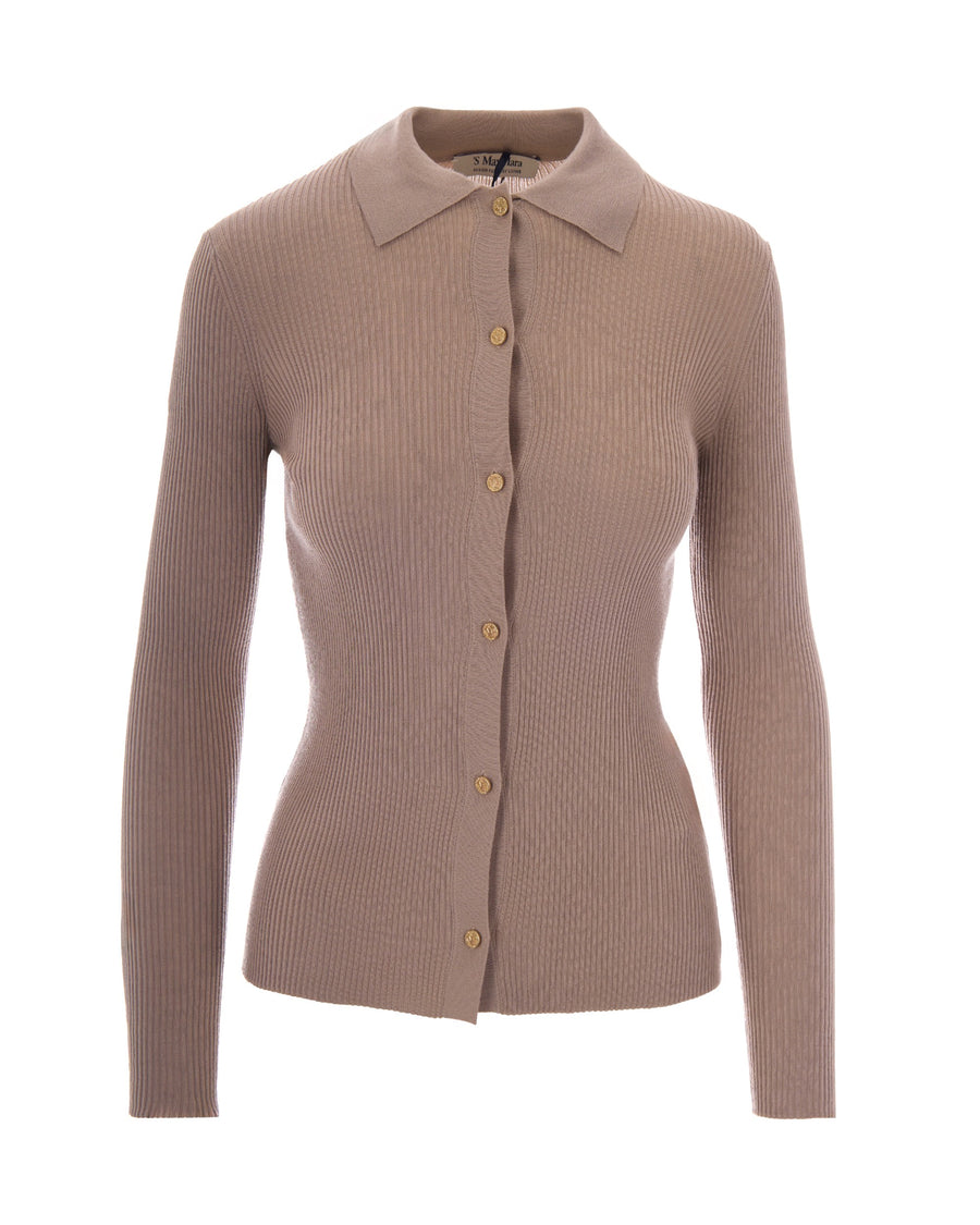 Cardigan Limone Beige Virgin Wool Cardigans
