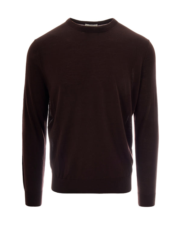 Wool Crew-Neck Sweater Brown Jumpers