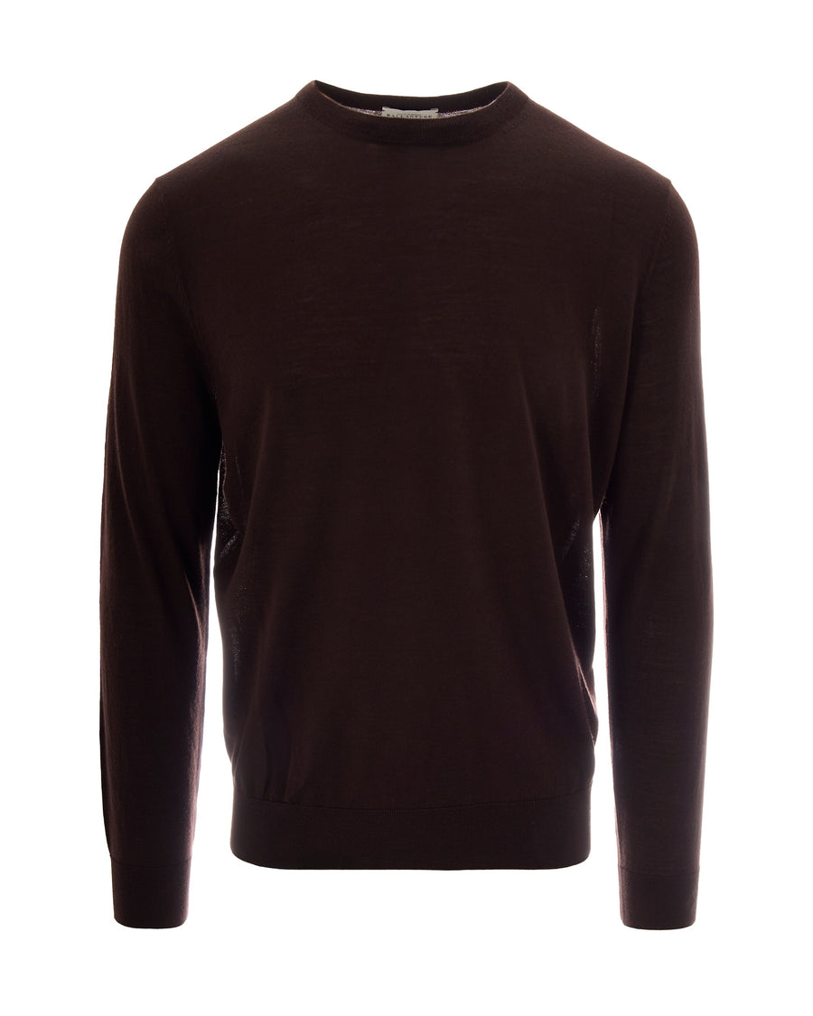 Wool Crew-Neck Sweater Brown Jumpers