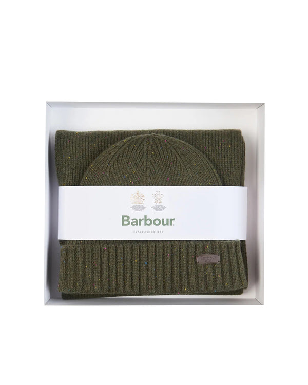 Hat And Scarf Gift Set Carlton Fleck Olive Acrylic
