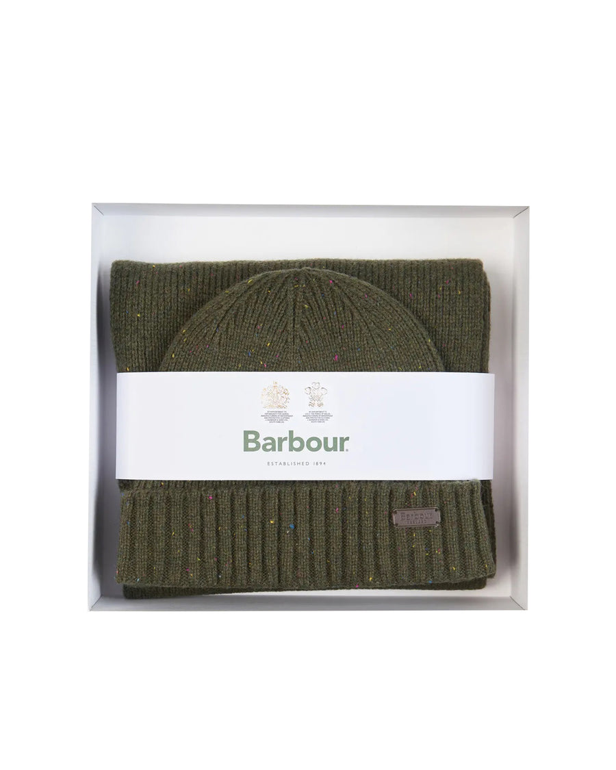 Hat And Scarf Gift Set Carlton Fleck Olive Acrylic