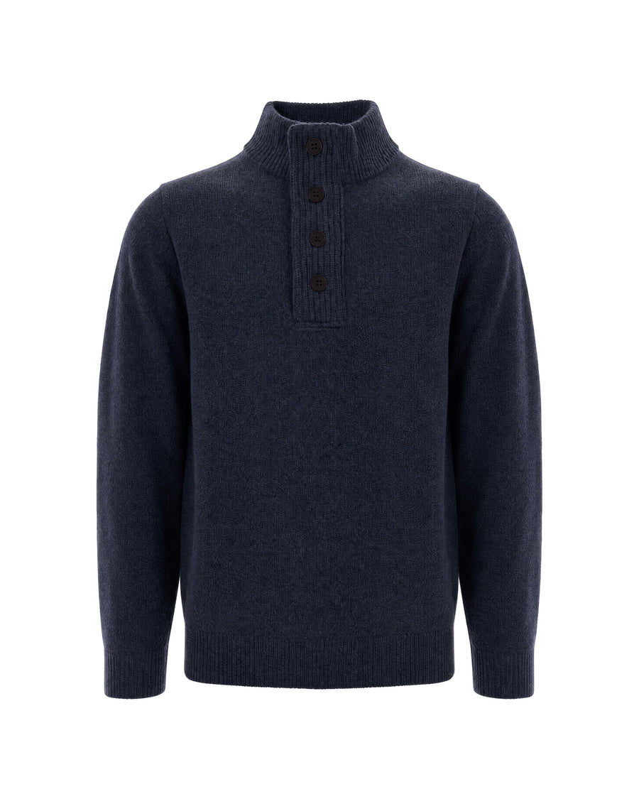 Half Zip Jumper Essential Patch Dark Indigo Wool Jumpers