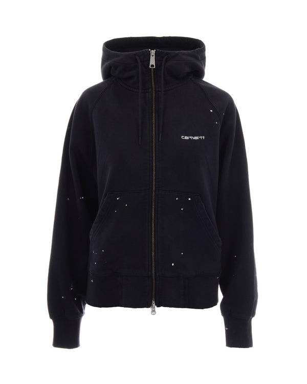 Hooded Painter Sweatshirt Black Cotton Sweat Sweatshirts