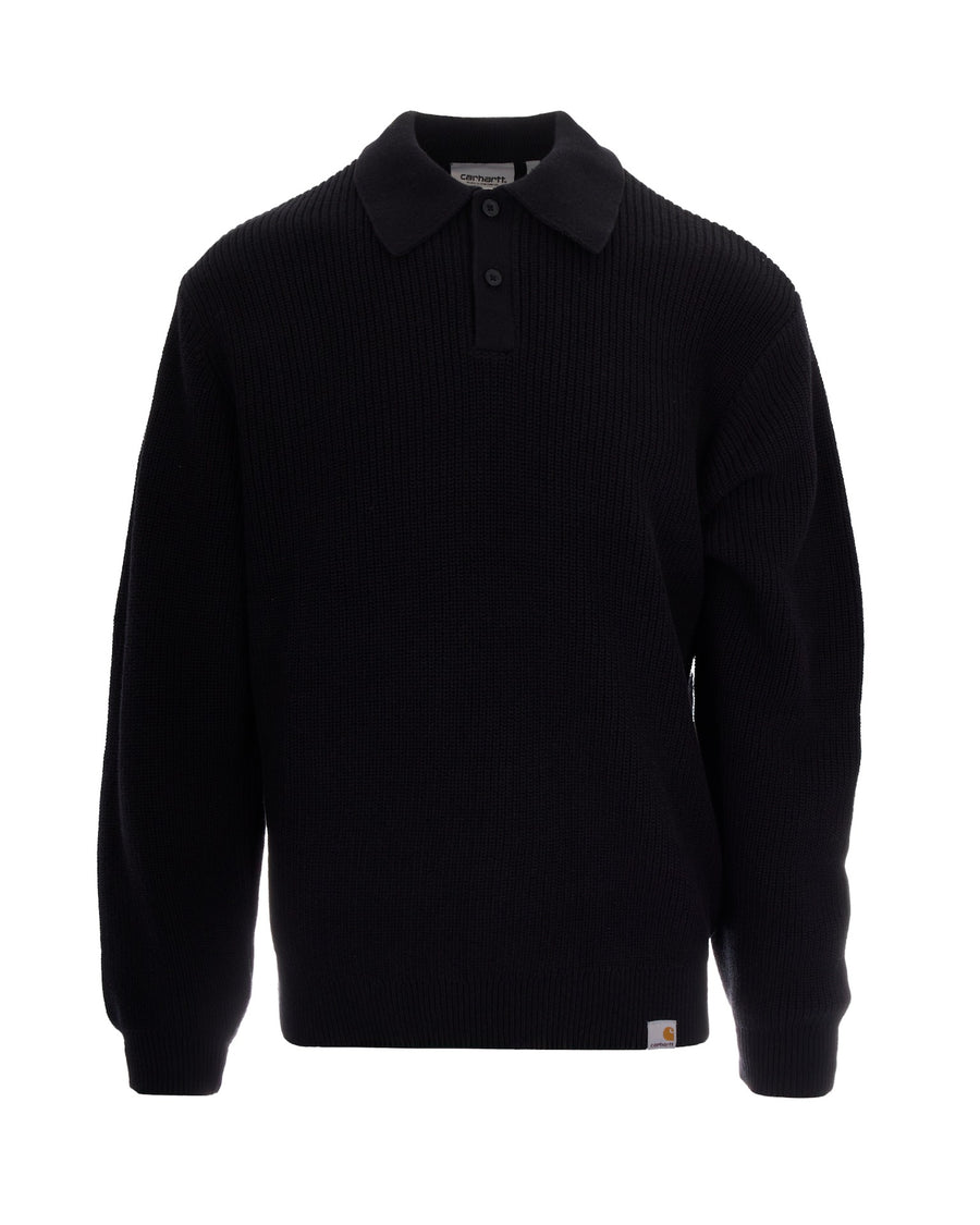 Polo Shirt Miles Black Cotton Knit