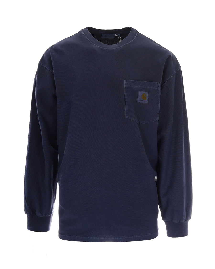 T-Shirt Loose Pocket Dark Navy Garment Dyed Organic Cotton Single Jersey T-shirts