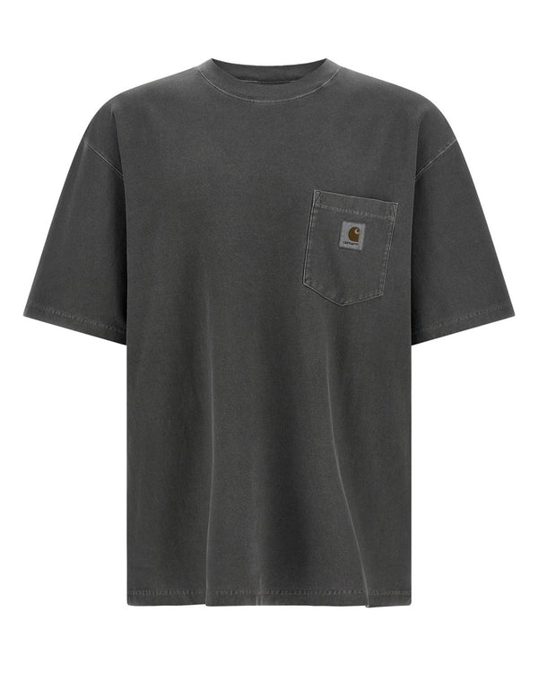 T-Shirt Loose Pocket Garment-Dyed Black Garment Dyed Organic Cotton Single Jersey T-shirts