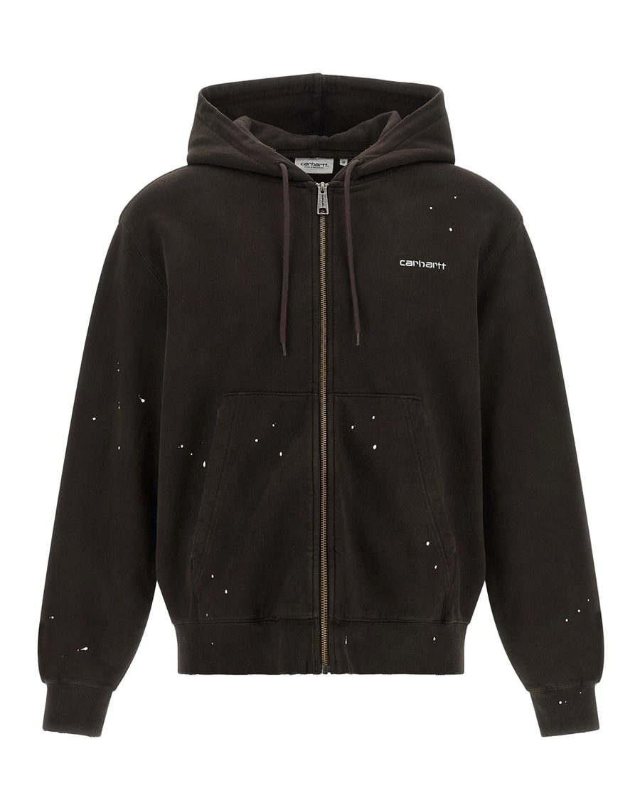 Hooded Painter Jacket Tobacco Destroy Wash Wash/splatter Cotton Sweatshirts
