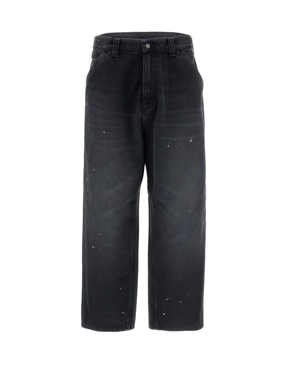 Jeans Single Knee Black Cotton 'smith' Denim