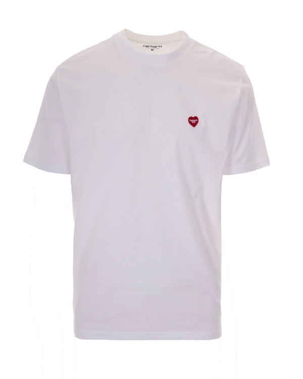 Crew Neck T-Shirt Small Heart White-Red White/red Organic Cotton Single Jersey T-shirts