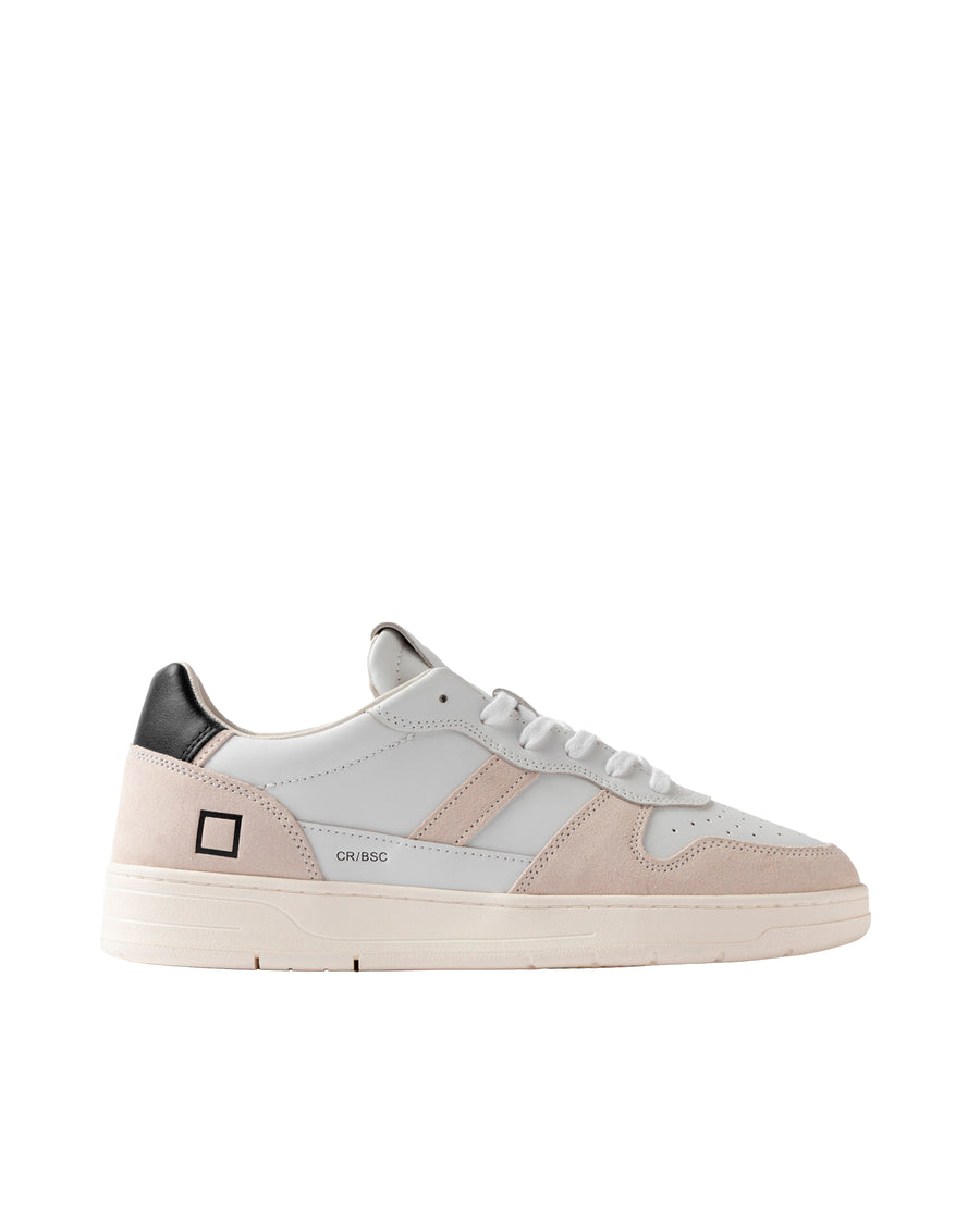 Low-Top Leather And Suede Sneakers White/black Cow Leather; Lining: Cotton