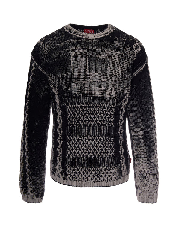 Cable-Knit Jumper Mione Black Cotton Jumpers