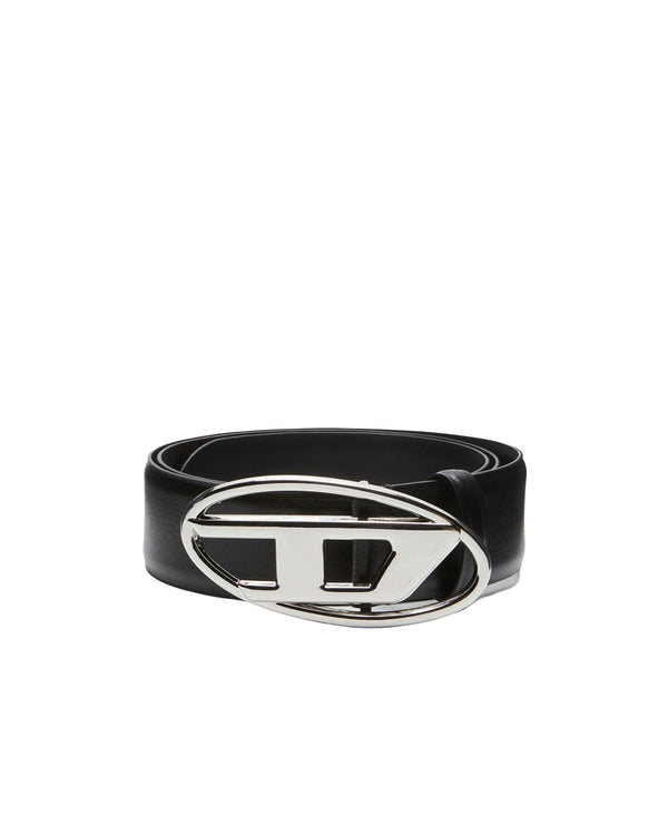 Leather Belt Oval D Black Pmu