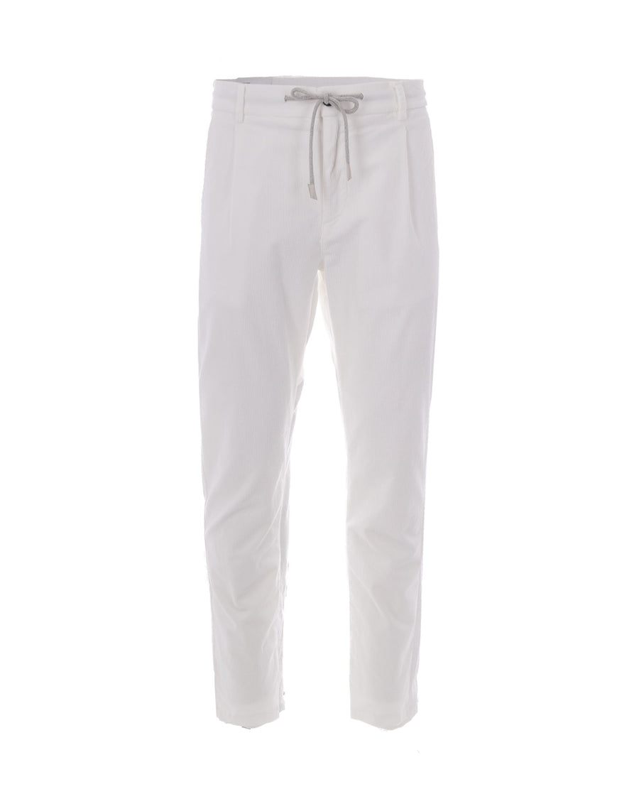 Joggers Velvet White Cotton Modal Elastane Trousers