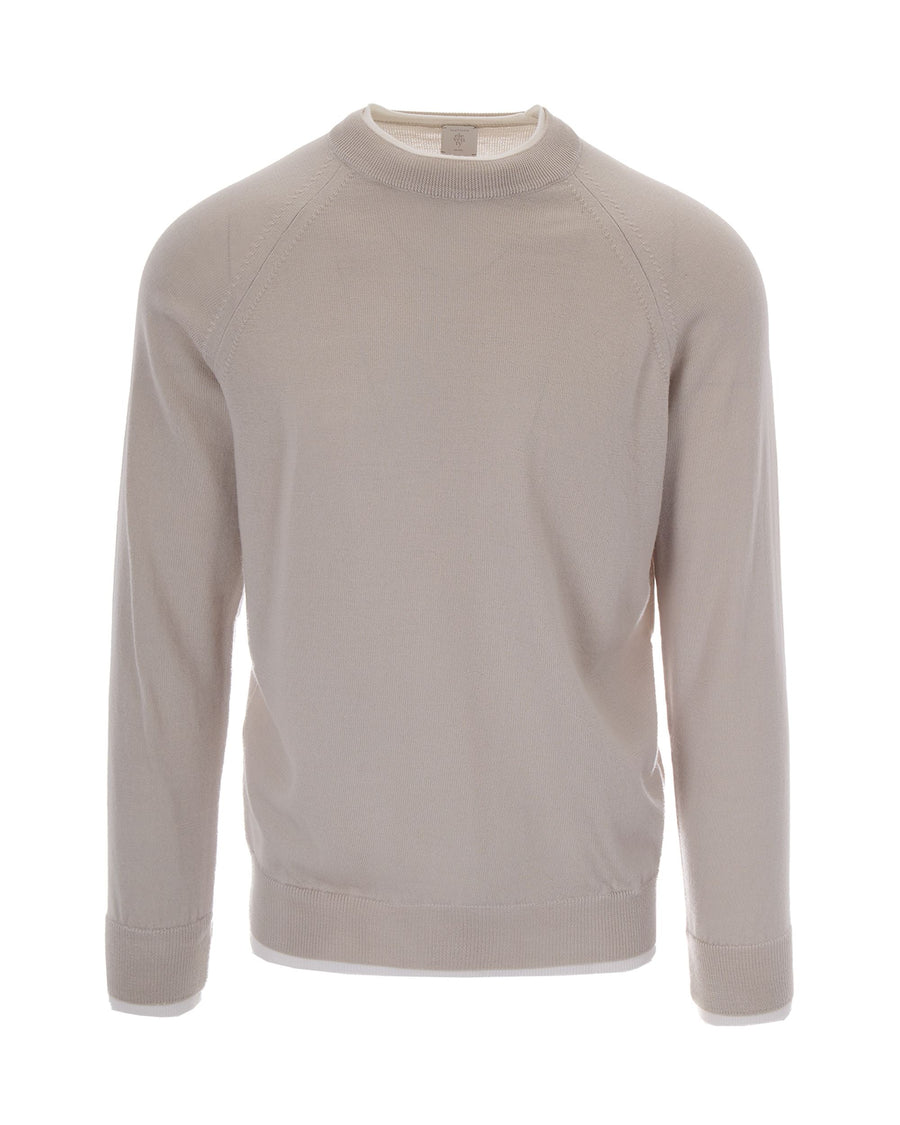 Crewneck Jumper Sand-Ivory Sand/ivory Wool Jumpers