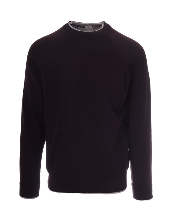 Crew-Neck Wool Jumper Burgundy-Light Grey Burgundy/light Jumpers