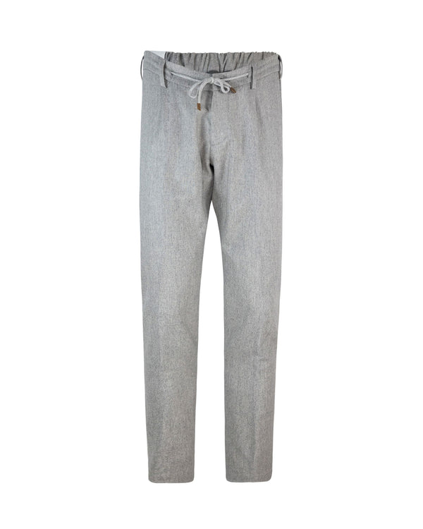 Jogger Trousers Light Grey Melange Wool Cashmere Elastane