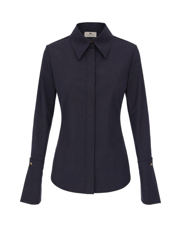 Flared Cuff Cotton Shirt Black