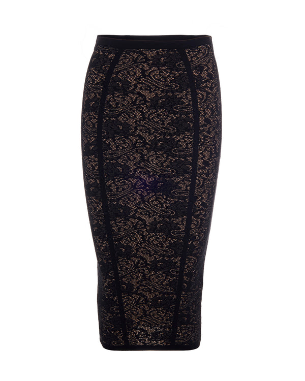Knit Jacquard Skirt Black Black/leather Polyamide