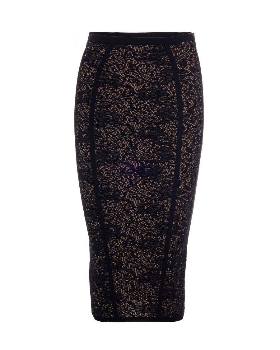 Knit Jacquard Skirt Black Black/leather Polyamide