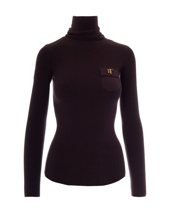 Turtleneck Sweater Dark Chocolate Lyocell Jumpers