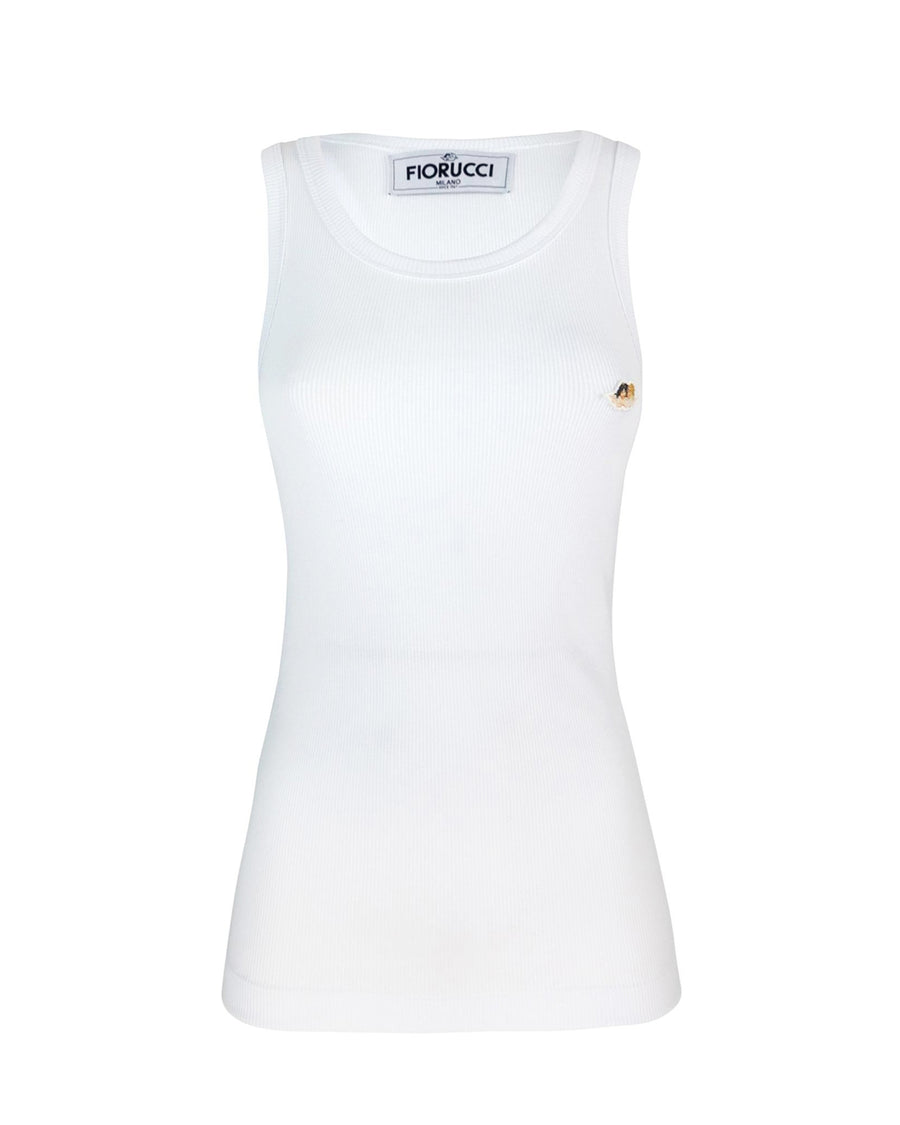 Ribbed Cotton Tank Top White Vests & Tops