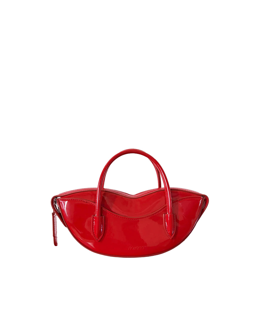 Mini Lips Vinyl Bag Red Polyurethane Shoulder