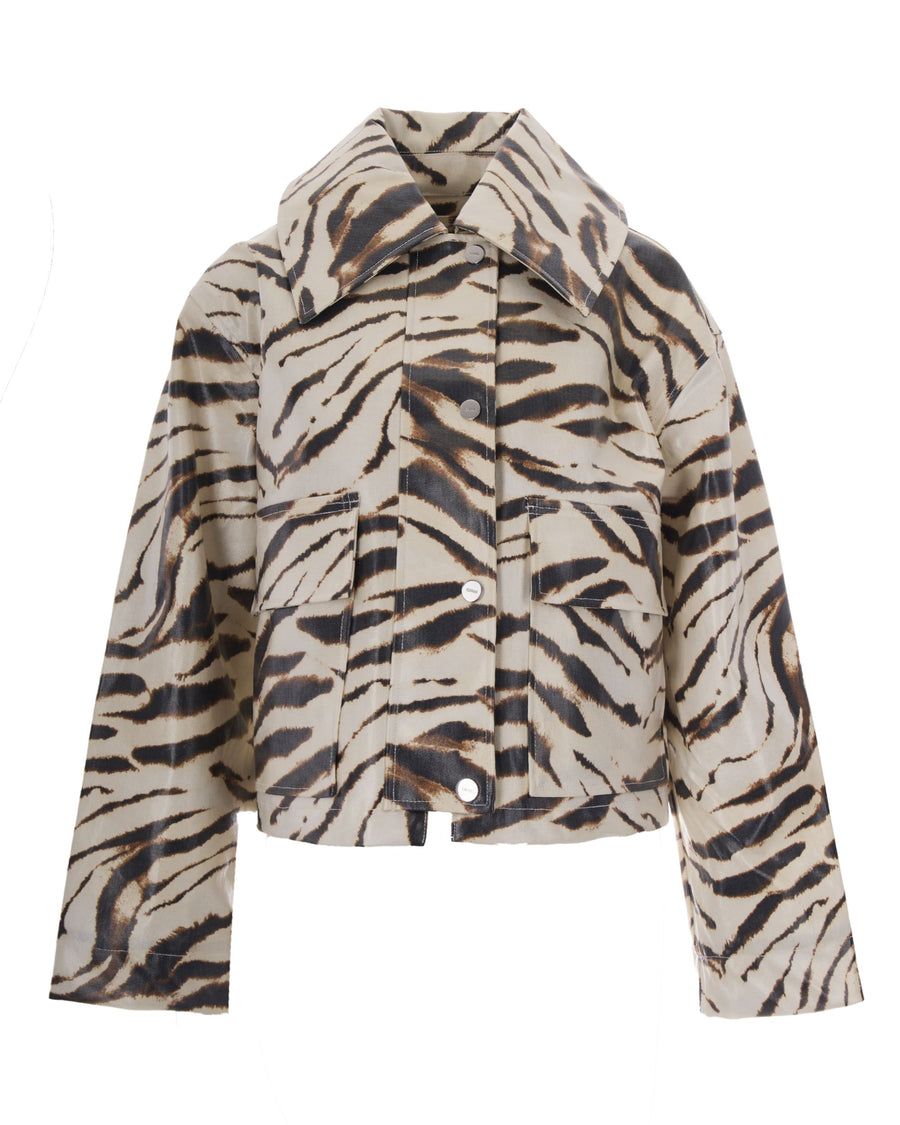 Jacket Printed Laminated Egret Hemp