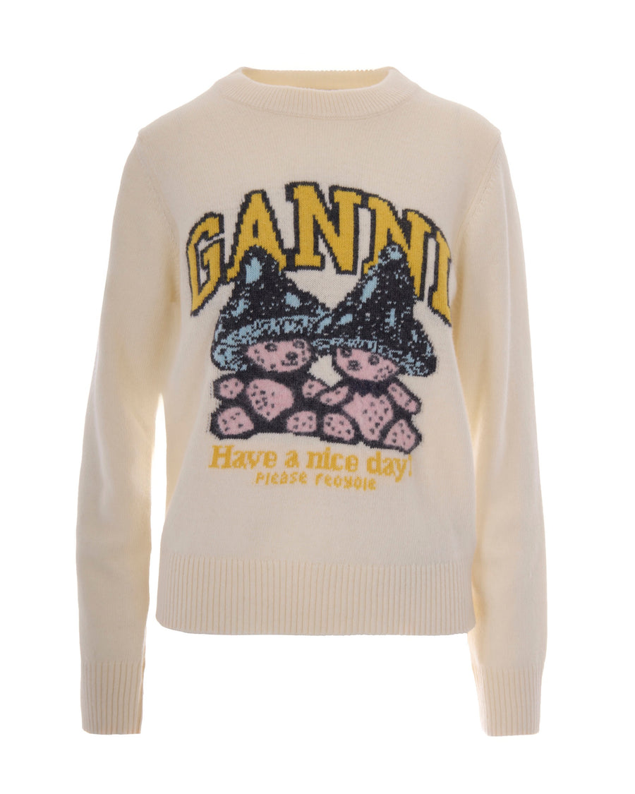 Knit Jumper Teddy Mushroom Egret Wool Jumpers